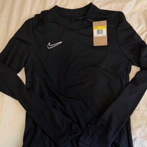 Nike Black Long-Sleeve Performance Top with White Swoosh
